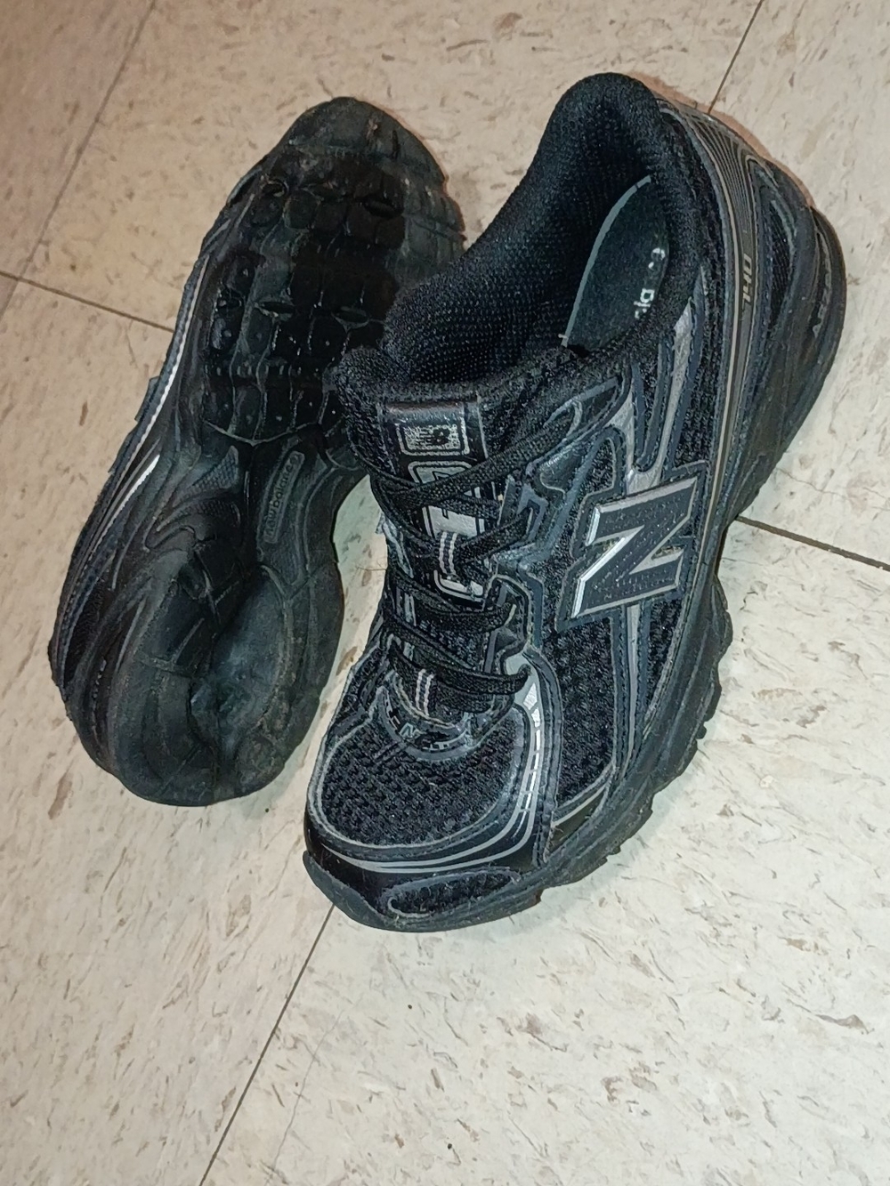 New Balance Kid's Black and Gray Athletic Sneakers
